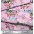 thumbnail image 2 of Soimoi Pink Crepe Silk Fabric Palm Tree, & Flamingo Bird Decor Fabric Printed Yard 42 Inch Wide, 2 of 3