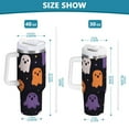 thumbnail image 6 of Yayeee 40oz Stainless Steel Tumbler with Straw and Handle Double-Wall Insulated Travel Water Bottle, Orange Halloween Ghosts, 6 of 8