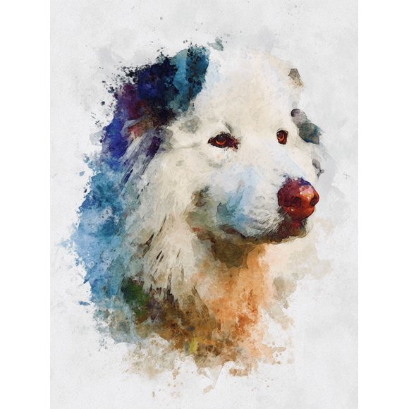 QISVANSET Watercolor Husky Dog Canvas Wall Art 15.75x11.81 INCHES
