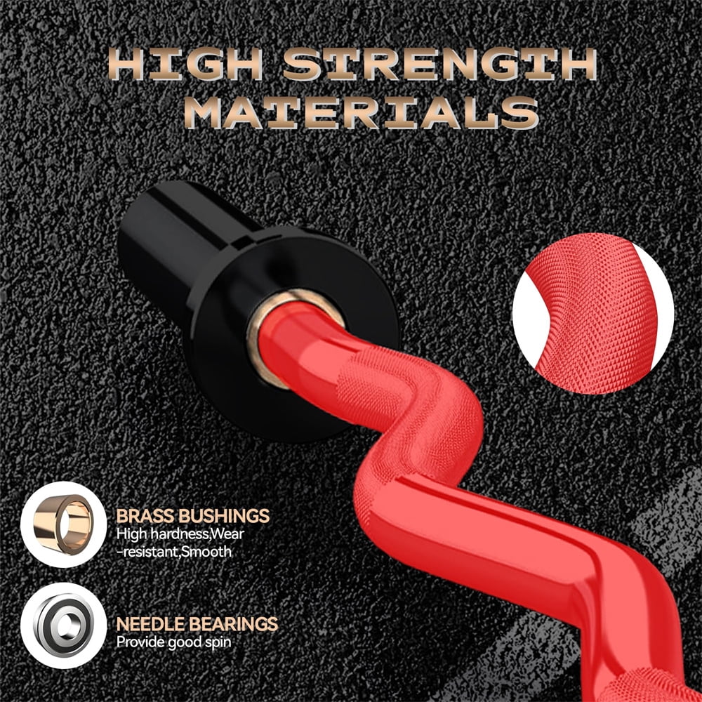 47" EZ Curl Bar for Weight Lifting, Biceps, Triceps, Back/Leg Muscle Group Exercise,Chrome Curling Bar Fit 2” Standard Weights
