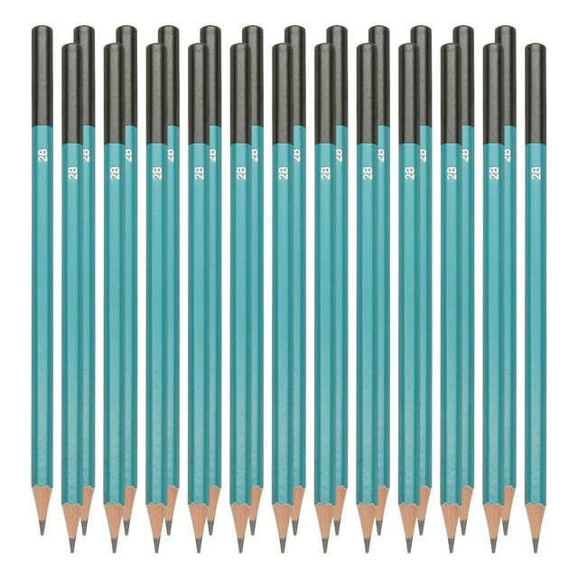 Uxcell 2B Drawing Pencils for Sketching, 24PCS Sketch Pencils for Drawing Art Pencils Graphite Wood Pre-sharpened for Drawing Sketching Artist, Hexagonal, Black Refill, Green/Black Pole