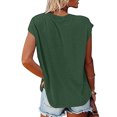 thumbnail image 2 of Fashnice Hauts d'Été pour Femmes Chemises à Manches Courtes Col Rond T-shirt Ample Quotidien Chandail Vert Foncé 2TG, 2 of 3