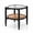 Black, variant on Furnibear Rattan Round Side End Table with Tempered Glass Tabletop and 2 Tier Acacia Wood Legs for Living Room Bedroom and Sofa Side, Walnut