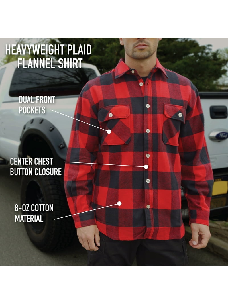 Rothco Extra Heavyweight Buffalo Plaid Flannel Shirt, Yellow Plaid