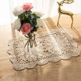 thumbnail image 5 of Holzlrgus Handmade Rectangle Doilies, 2-Piece Handmade Crochet Cotton Doilies Lace Table Crochet Placemats Coaster 10.6x16.9 inch (Beige), 5 of 7
