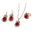 thumbnail image 2 of HLONK 3Pcs Set Ladies Water Drop Pendant Necklace - Elegant Dangle Earrings Ring Set, 2 of 8