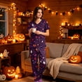 thumbnail image 2 of 2026 Womens Halloween Scrub Set, V-Neck Short Sleeve Top & Pants Medical Uniform for Nurses, Healthcare Workers with Pockets, 02-Wine, XXL, 2 of 6
