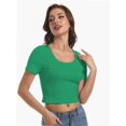 thumbnail image 5 of Women's Casual Short Sleeve Scoop Neck Fitted Workout Basic Crop Top Teen T-shirts, 5 of 6