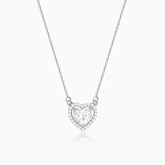 Zuwelria 2.00 Carat Beautiful Heart Shape Moissanite Diamond Necklace Pendant with Chain for Women | 18K White Gold Plated Silver | Halo Pendant for Engagement