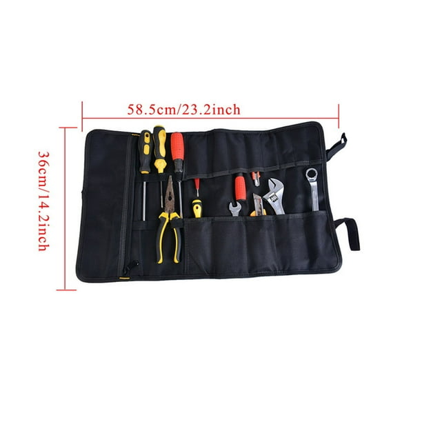 Super Roll Tool Roll,Multi-Purpose Tool Roll Up Bag,Wrench Roll Pouch,Canvas  Tool Organizer Bucket,Car First Aid Kit Wrap Roll Storage Case,Hanging Tool  Zipper Carrier Tote 