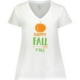 thumbnail image 3 of Inktastic Happy Fall Y'all, Pumpkin, Arrow, Fall, Autumn Women's Plus Size V-Neck T-Shirt, 3 of 5
