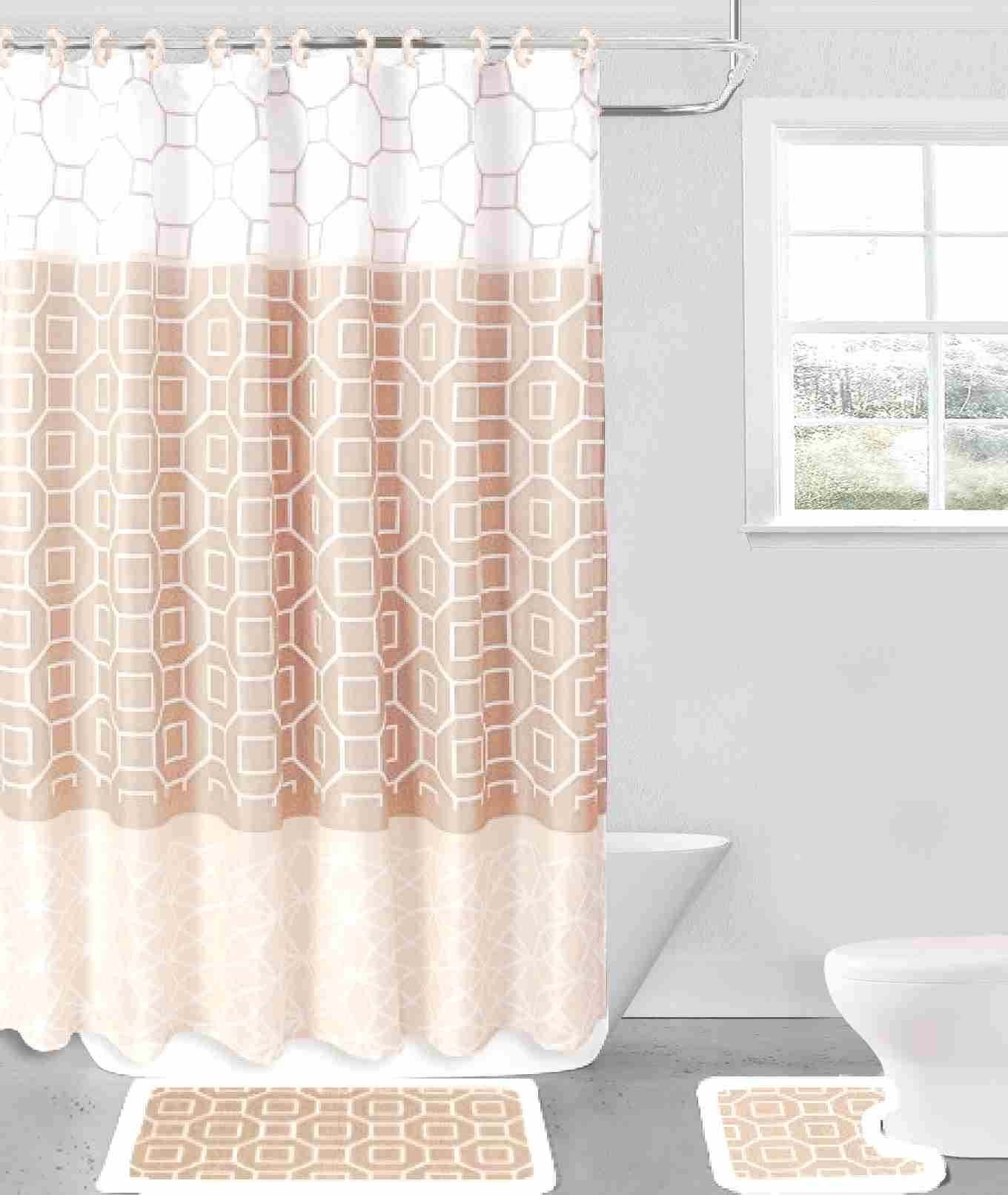 19-Piece Complete Bathroom Set – Mosaic Bath Mats, Shower Curtain, Ceramic Accessories, Modern Style