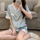 thumbnail image 4 of Ropa de dormir de retazos para mujer, conjunto de pantalones cortos, Pijama coreano de manga corta, ropa de casa de verano, traje de bolsillo, ropa de noche, 4 of 4