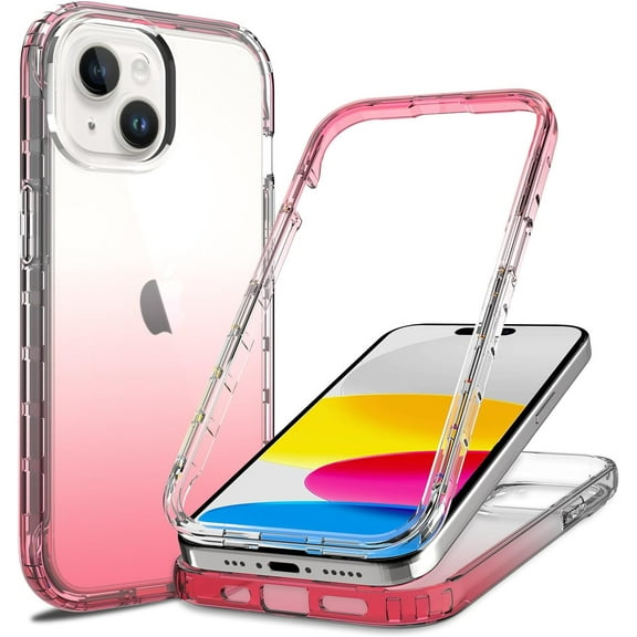 Clear Case for iPhone 15, Thin Slim Crystal Bilayer Bumper Shockproof Protective Case Cover for iPhone 15 6.1 inch 2023 (Clear Pink)