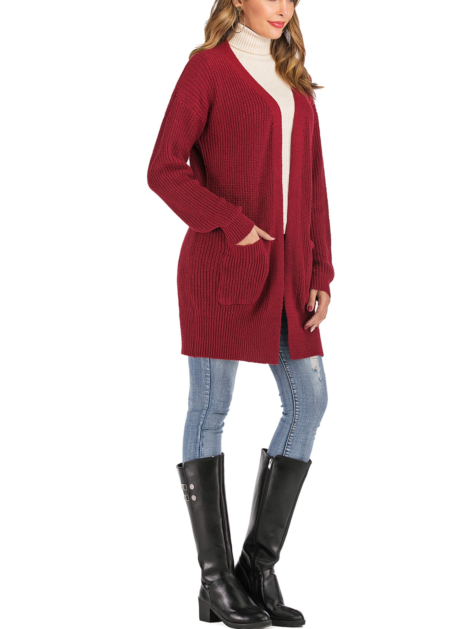 Winter Women Knit Open Front Baggy Cardigan Coat Tops Chunky Knitted Sweater Long Sleeve Plus Size Duster Cardigan,Red Winter Women Knit Open Front Baggy Cardigan Coat Tops Chunky Knitted Sweater Long Sleeve Plus Size Duster Cardigan,Red