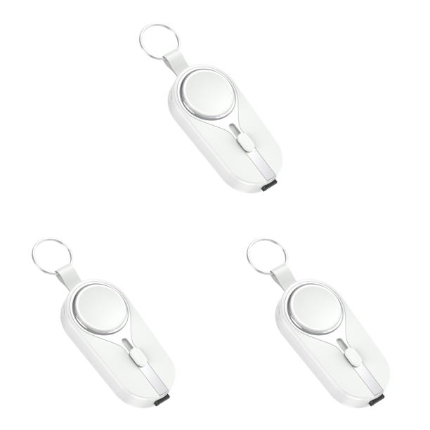 1 Llavero 2-en- Power Bank Mini Cargador Impermeable 2000mAh (para iPhone) Blanco