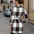 thumbnail image 4 of Efsteb Fall Dresses for Women 2025 Belted Plaid Button Dress Casual Long Sleeve Short A Line Dress (Coffee,L), 4 of 4