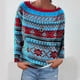 thumbnail image 3 of Suéter de cuello redondo para mujer, informal, estampado, manga larga, cuello redondo, abrigos, suéteres, suéter para mujer, 3 of 4