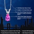 thumbnail image 2 of Gem Stone King 14K White Gold Pink Created Sapphire and White Topaz Pendant Necklace for Women | 1.04 Cttw | Gemstone September Birthstone | Pear Shape 7X5MM | With 18 inch Chain, 2 of 6