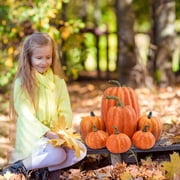 7PCS Fake Pumpkins White Orange, Fall Artificial Pumpkins for Decoration Different Sizes, Halloween Thanksgiving Autumn Harvest DIY Foam Pumpkin Indoor Outdoor Home Decor