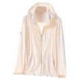 thumbnail image 2 of Sun Protection Jacket for Women Hooded Mesh Breathable Full Zip Loose Fit Quick Dry Lightweight Windproof Coat for Cycling Beach Travel Beige M, 2 of 3