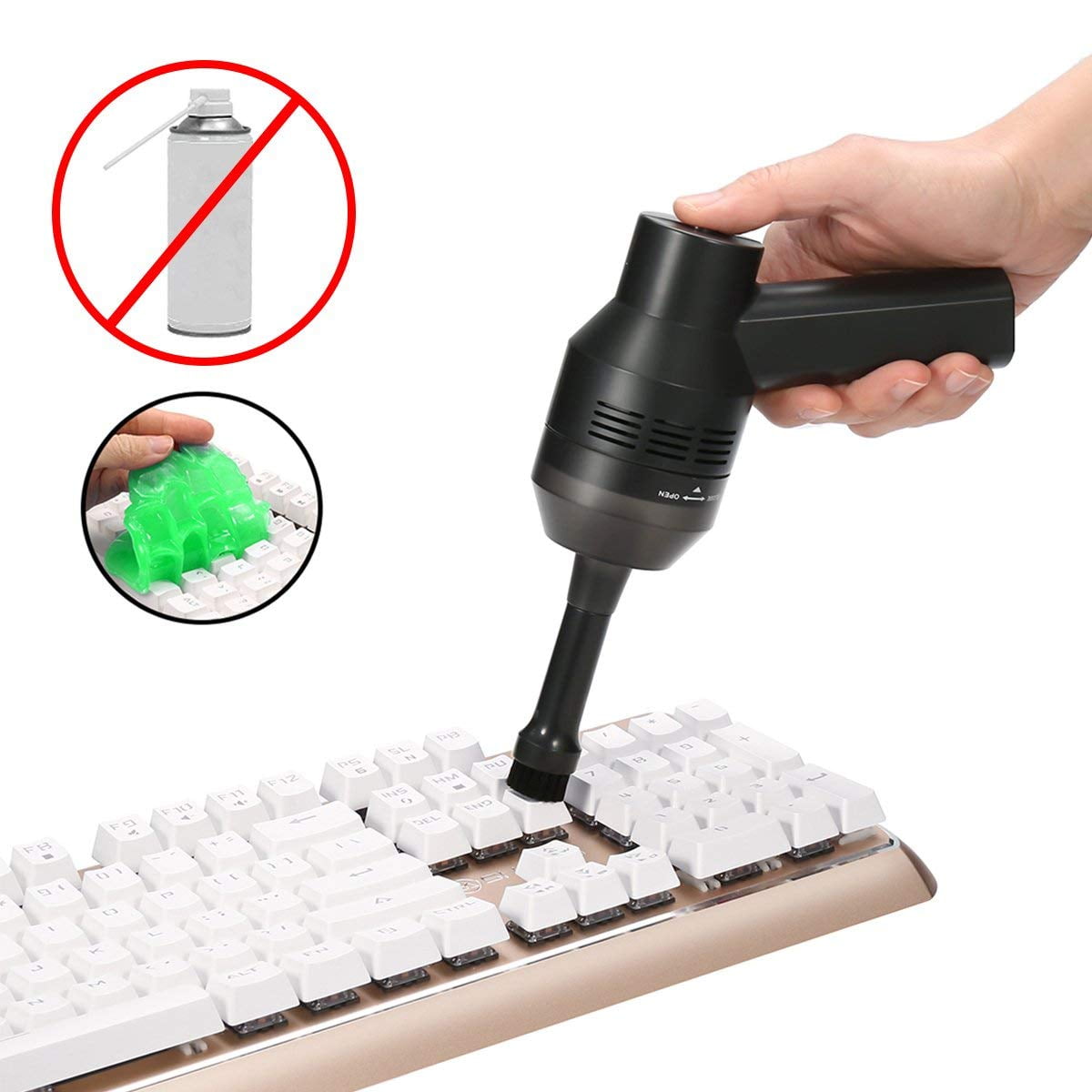 ECHTPower Keyboard Cleaner Built in Li-Battery Crumbs Powerful Rechargeable Mini Vacuum Cleaner Portable Vacuum Cleaner for PC USB Cordless Vacuum Cleaner Hairs Pet House and Laptop Scrap 