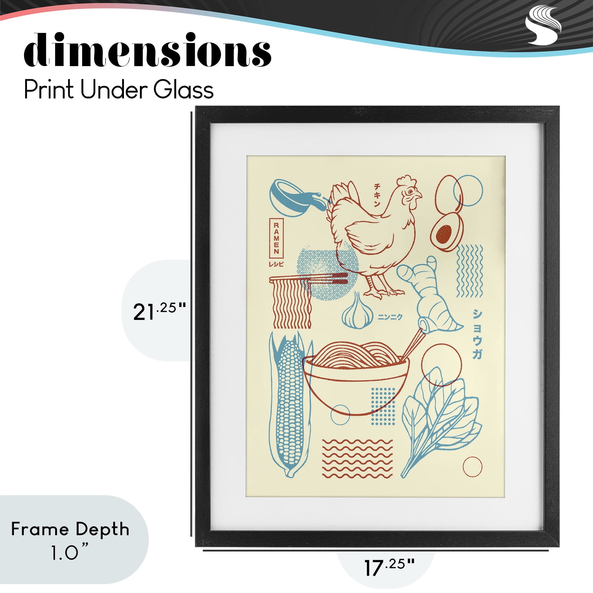 Stupell Industries Minimalist Ramen Ingredients Black Framed Print Under Glass, design by Tobe Fonseca