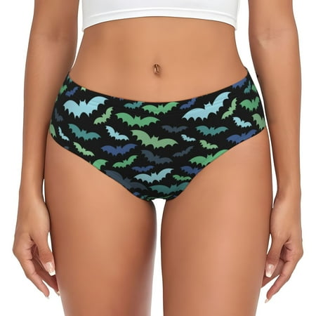Womens Underwear  blue green bats cool No Show Seamless Underwear  Soft Comfy Stretch Panties  Hipster Ladies Panties Bikini Underwear Briefs