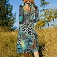 thumbnail image 5 of Safari Animal Print Vibrant Women's Fall Dresses Casual Loose Flowy Swing Shift Dress, 5 of 9