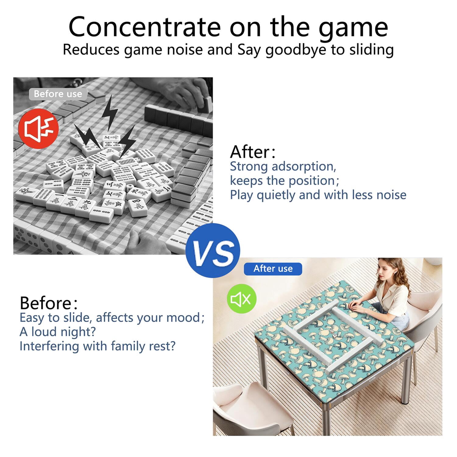 31.5x31.5 Inch Plants Mahjong Table Mat Made of Premium Rubber with Anti-Slip Non-Skid Backing and Noise Reducing Properties for Card Games Board Games Tiles