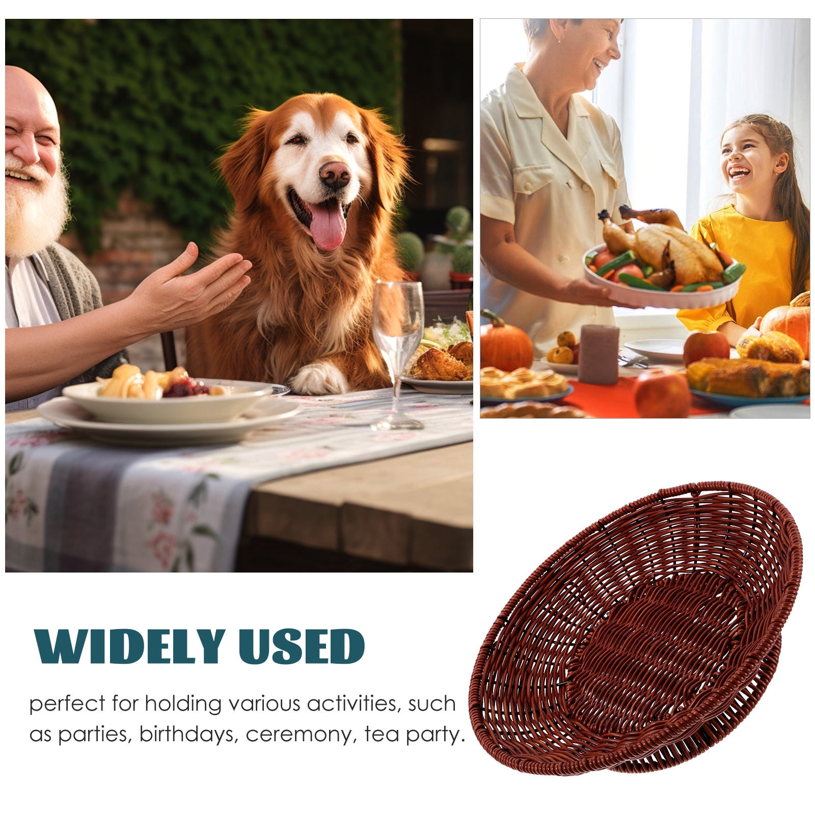 FRCOLOR Simulation Rattan Snack Dish Footed Dried Fruit Plate Snack Plate for Restaurant Home