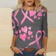 thumbnail image 2 of Camisetas Casuales de las Mujeres Impresas 3/4 Manga Blusa Cuello Redondo Estante de Imitación, Moda Casual Top para las Mujeres, 2 of 5