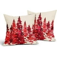 thumbnail image 2 of Watercolor Red Tree Pillow Covers 16X16 Inch Set of 2 Nature Themed Christmas Decorative Pillow Cases Rustic Forest Cotton Linen Pillowcase Home Decor for Living Room Couch Sofa Porch Outdoor, 2 of 6
