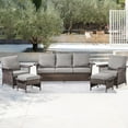 thumbnail image 3 of PARKWELL 5-Piece Outdoor Sectional Sofa Set with 3-Seat Sofa,2 Cushioned Lounge Chairs and 2 Ottoman Seat Foot Rest,Rattan Wicker Conversation Furniture Sets,Gray, 3 of 10