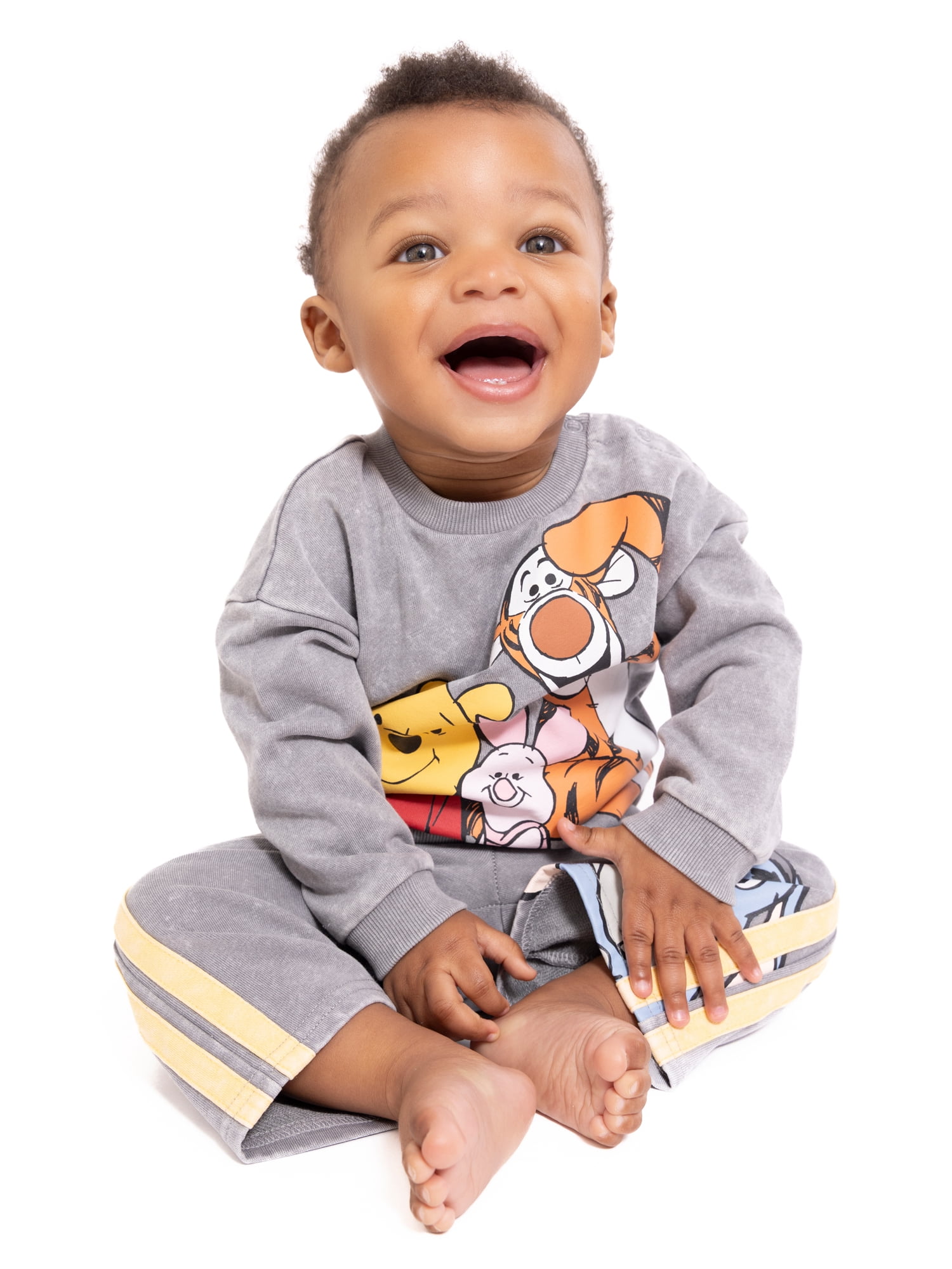 Winnie the Pooh Baby Long Sleeve Graphic Crewneck Tee with Matching Pants, 2-Piece, Sizes 0/3M-24M