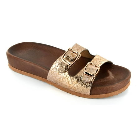 - Corkys Women's Silver Bell Slip On Sandals Gold Snake