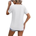 thumbnail image 3 of Avamo Dames Tops Asymétrique Ourlet Chemisier Col Rond T-Shirt Soft Tee Work Tunique Blanc XL, 3 of 4