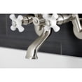 thumbnail image 3 of Kingston Brass KS266PXSN Kingston Three-Handle 2-Hole Wall Mount Clawfoot Tub Faucet with Hand Shower in Brushed Nickel, 3 of 7