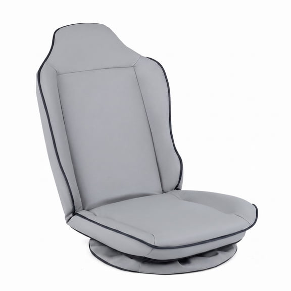 Furnibear 360° Swivel Floor Gaming Chair, 5-Level Adjustable Backrest Padded Faux Leather Foldable Gaming Rocker for Adults, Ergonomic Video Game Floor Chair, Gray