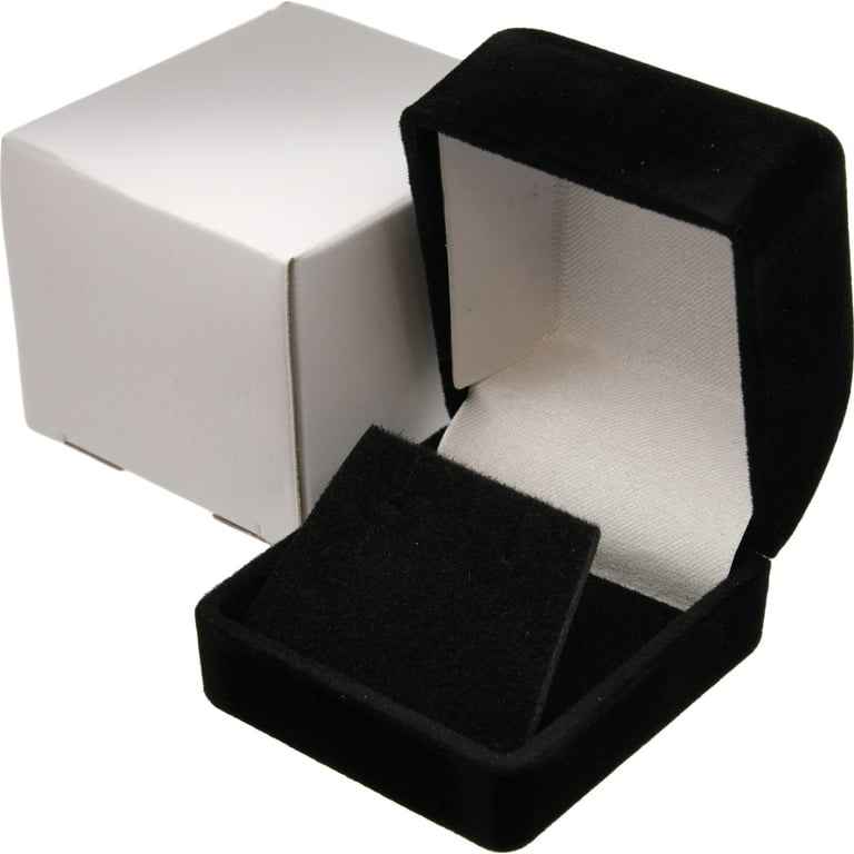 2 Black Flocked Earring Gift Boxes Jewelry Box 