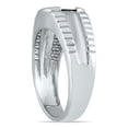 thumbnail image 2 of SZUL Women's Men's Ridged Onyx and Diamond Ring in 10K White Gold, 2 of 5
