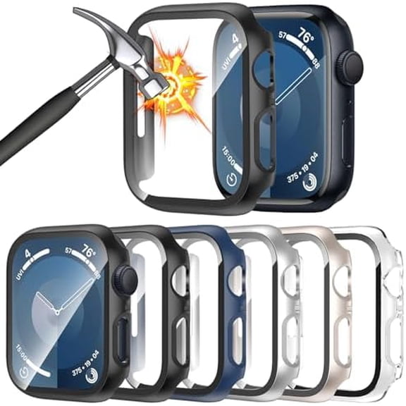 45mm 6โPack Protective Case for Apple Watch Series 9 8 7, UltraโThin Tempered Glass, Full Coverage AntiโScratch Hard Face Cover iWatch Accessories