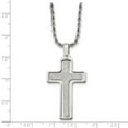 thumbnail image 2 of Chisel Stainless Steel Polished and Laser Cut Cross Pendant Necklace, 2 of 5