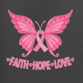 thumbnail image 2 of Wild Bobby, Butterfly Pink Ribbon Faith Hope Love, Breast Cancer Awareness, Front and Back Women Graphic Tee, Charcoal, Large, 2 of 4
