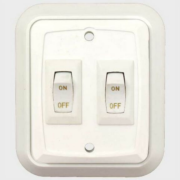 Tracker Boat Dual Rocker Switch Panel 153089 | On/Off White Plastic