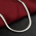 thumbnail image 2 of Ruanlalo Simple Flat Curb Silver Plated Chain Lobster Clasp Bracelet Women's Jewelry, 2 of 5