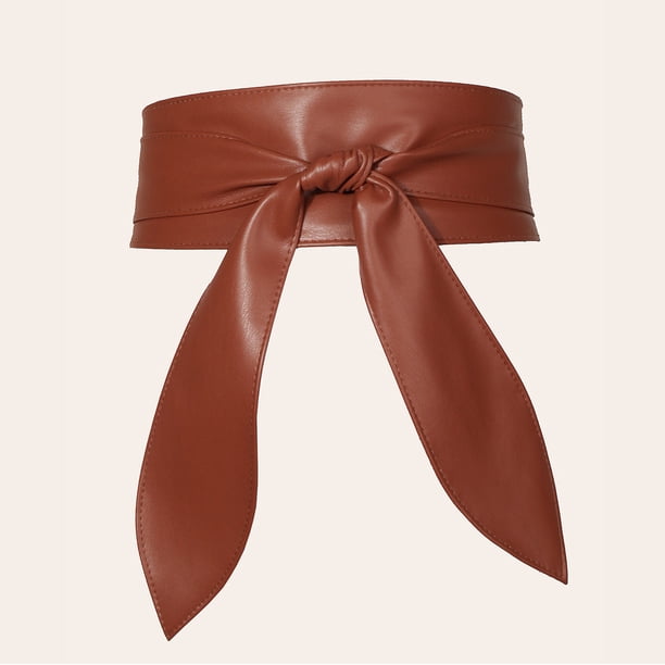 Xiao Hua Cinturón ancho para mujer, estilo envolvente, con nudo para vestido (marrón oscuro)