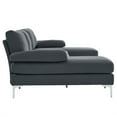 thumbnail image 6 of U-Shaped Sectional Sofa with Double Chaise, 110" Linen Fabric Couch Sofa with Metal Legs and Removable Cushions, Armrests, 4-Seat Sectional Couch for Living Room, Apartment, Office, Dark Gray, 6 of 7