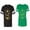 Men Black / Women Green, variant on King Queen Pentagon Gold Unisex Couple Matching Cotton Jersey style T-Shirt Contrasting stripes on sleeves (Men Black / Women Black) (Men XXL / Women XL)