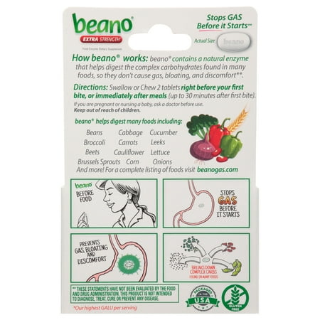 Beano Digestive Enzyme, Gas Prevention & Digestive Enzyme Supplement, 100 Count